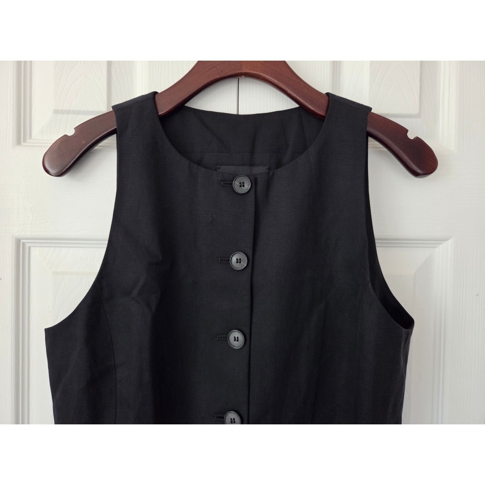 Madewell Crewneck Cutaway Vest Drapey Twill Women 6 Black NWT $98 NW061 - Picture 2 of 7